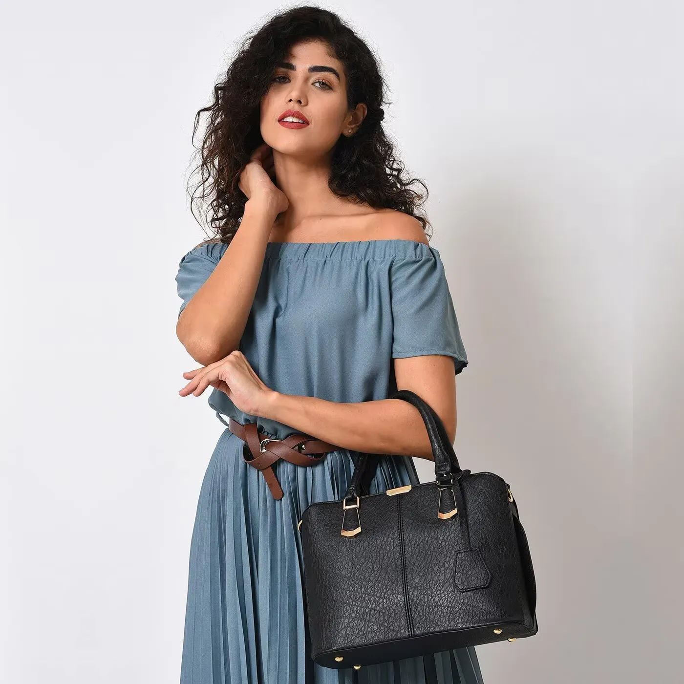 ^sitename% Women's Leather Handbag (Black) Women's Leather Handbag (Black) - obrazek 2